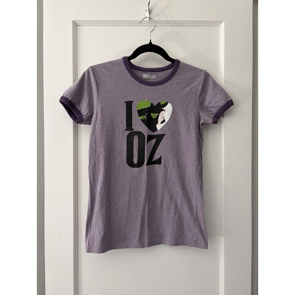 Wicked Broadway I Heart Oz Ringer Baby Tee Women S Purple Elphaba Glinda Y2K